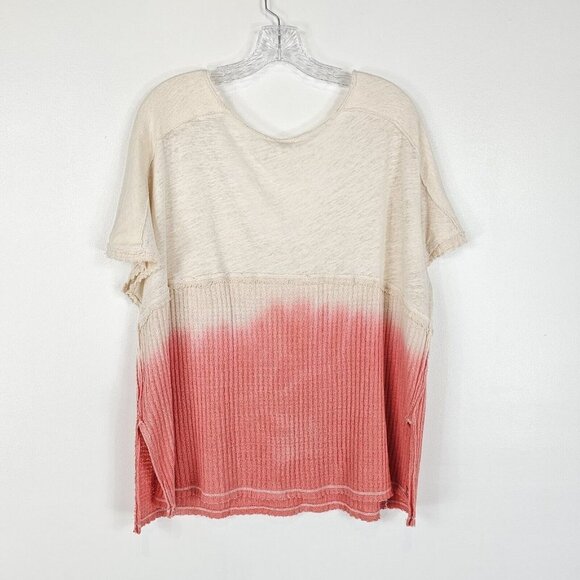 We The Free People Sun Dial Ombré T Shirt Size Small Coral Oversized Dip Dye Tee - Picture 2 of 15